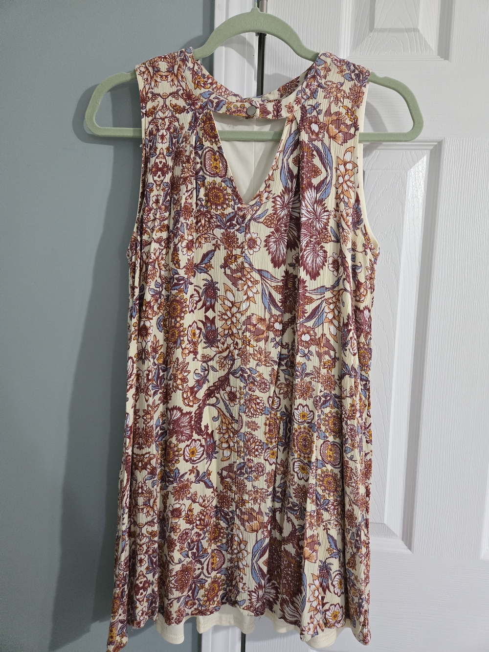 Ethereal Sleeveless Floral Mini Dress in Cream and Rust